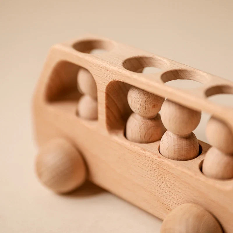 Montessori Beech Wood Wooden Bus Toy
