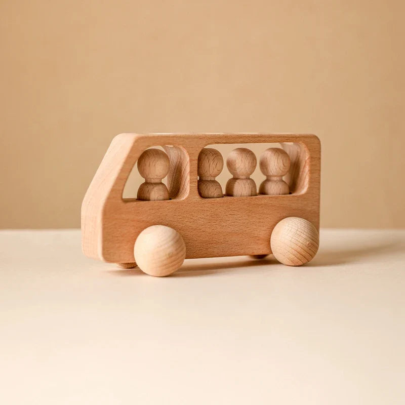 Montessori Beech Wood Wooden Bus Toy