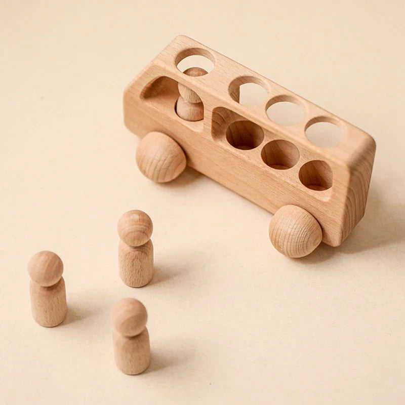 Montessori Beech Wood Wooden Bus Toy