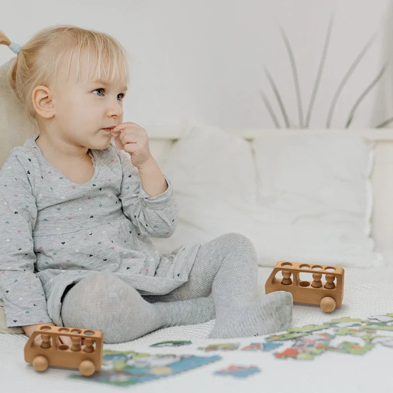Montessori Beech Wood Wooden Bus Toy
