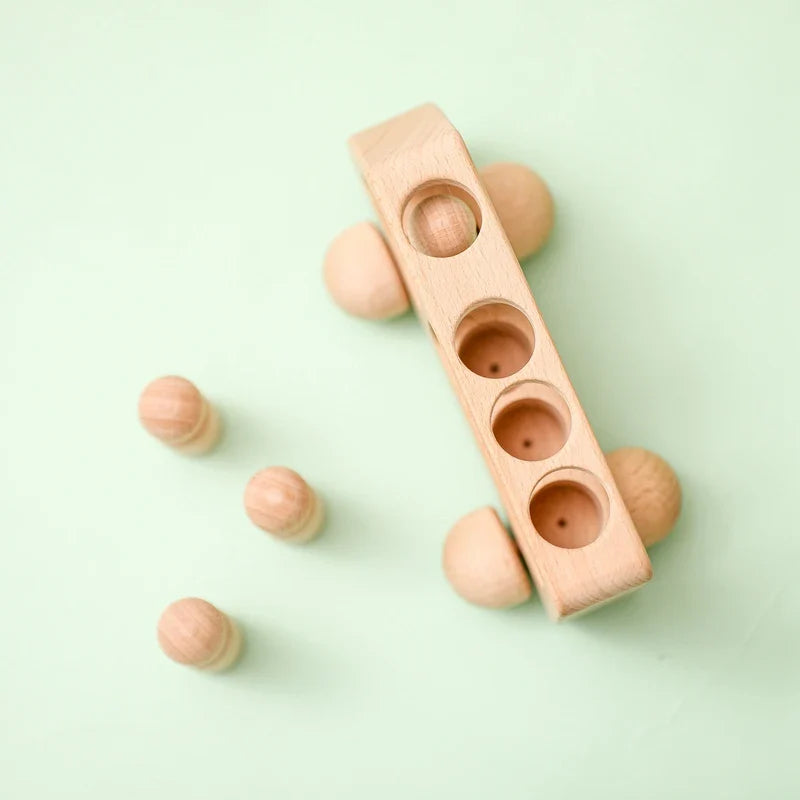 Montessori Beech Wood Wooden Bus Toy