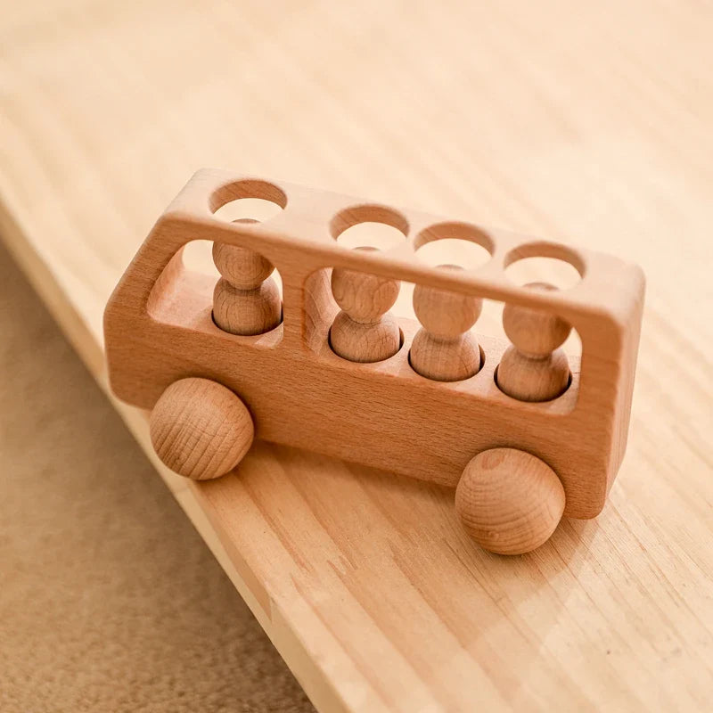 Montessori Beech Wood Wooden Bus Toy