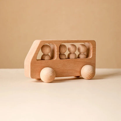 Montessori Beech Wood Wooden Bus Toy
