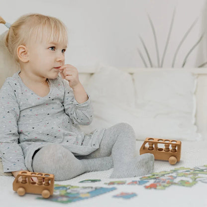 Montessori Beech Wood Wooden Bus Toy
